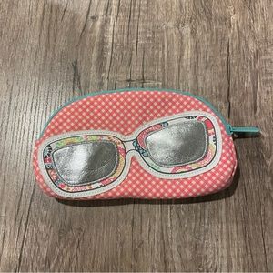 Thirty One Soft Eyeglass Case Coral Mini Gingham With Glasses